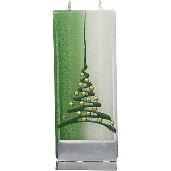 Flatyz Flat Candle Christmas Tree Dripless Smokeless Art Handmade Holiday Green - Picture 2 of 12